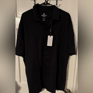 Men's Casual Black Button Down Polo